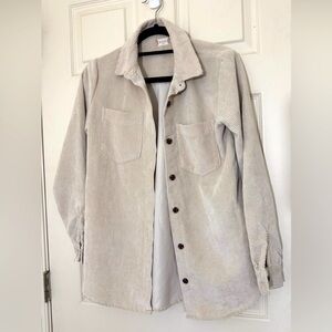 Women's Beige Khaki Corduroy Button Down Shirt Size XS / Small With Pockets